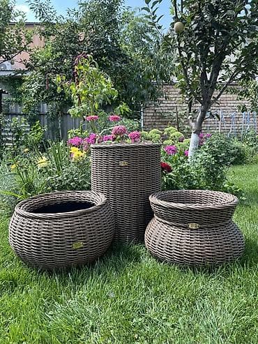 искуственный ротанг: Плетеные кашпо, горшок для цветов различных форм и размеров,ручная — 5