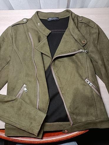 замшевые женские пиджаки: Женская куртка-косуха из искусственной замши, цвет хаки (оливковый) — 1