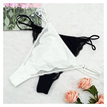 Женские хлопковые трусики стринги белый и черный цвета. Размеры от 42