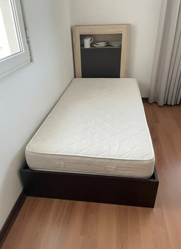 деревянная кровать: Односпальная кровать, С матрасом, длина - 200 см — 3