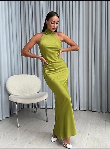 Личные вещи: Вечерние платья макси 1) Платье-халтер, салатовый лайм - Длина — 1