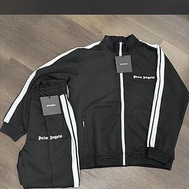 tech fleese: Спортивный костюм Palm Angels, черный с белыми лампасами. - Комплект — 1