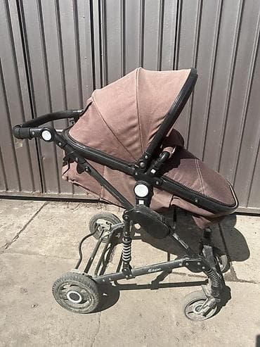 детские машинки с пультом: Коляска, Другой бренд, цвет - Коричневый, Б/у, Платная доставка — 4