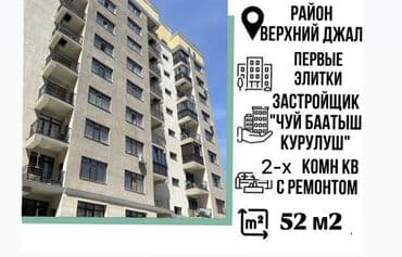 кватир: 2 комнаты, 52 м², Элитка, 8 этаж, Евроремонт — 2
