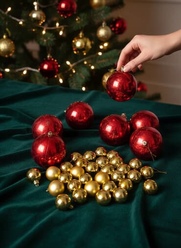 для украшений: Набор новогодних шаров для ёлки Состав: - Большие красные глянцевые — 1