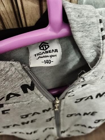 сумка для лыж: Детская худи на молнии TIGABEAR, размер 140. - Цвет: светло‑серый — 2