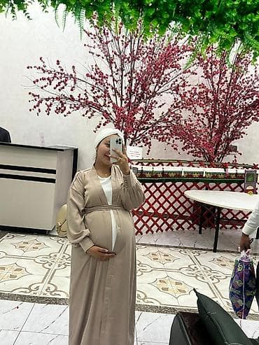 Повседневное платье, Осень-весна, Длинная модель, Атлас, На запах, Стандарт