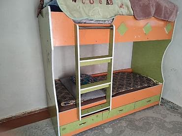 Кровати: Двухъярусная детская кровать, ЛДСП, цвет - Оранжевый — 2