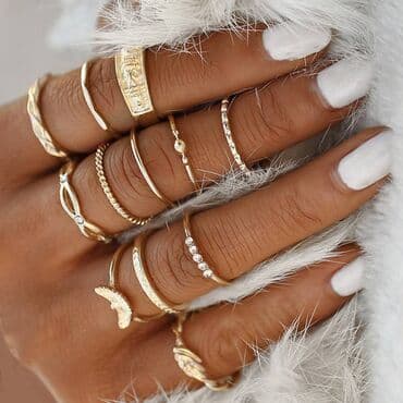 свадебные наборы ручной: Набор стильных фаланговых колец в золотом цвете. В комплект входят 12 — 1