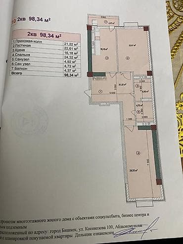 коенкозова: 2 комнаты, 98 м², 6 этаж — 2