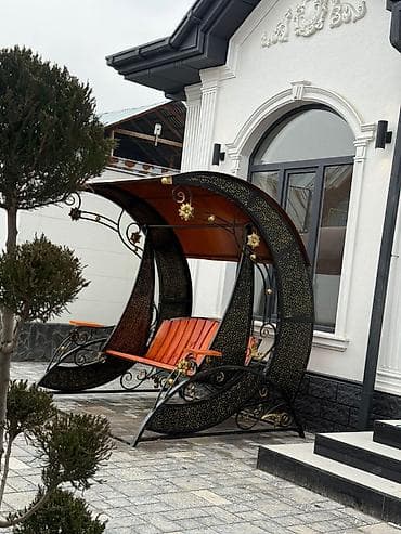 ротанговая качеля: Садовые качели Со спинкой, С крышей — 1