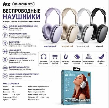 REMAX RX RB-300HB PRO — беспроводные накладные наушники с активным at lalafo.kg REMAX RX RB-300HB PRO — беспроводные накладные наушники с активным