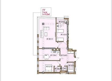 квв: 3 комнаты, 117 м², Элитка, 8 этаж, Готовая ПСО (под самоотделку) — 1