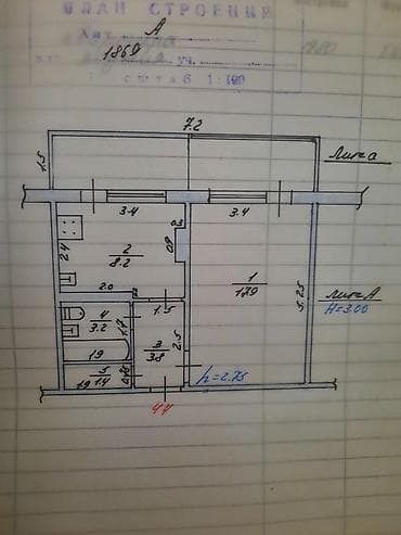 комнаты ыссык куль: 1 комната, 51 м², Аламедин-1 мкр 106 серия, 6 этаж, Требуется ремонт — 2