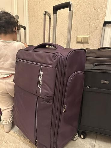 чехол для чемоданов: Чемодан, Б/у, Материал: Полиэстер, Средний (40 - 70 л), Водонепроницаемость, Вращающиеся колеса на 360°, Кодовый замок — 1