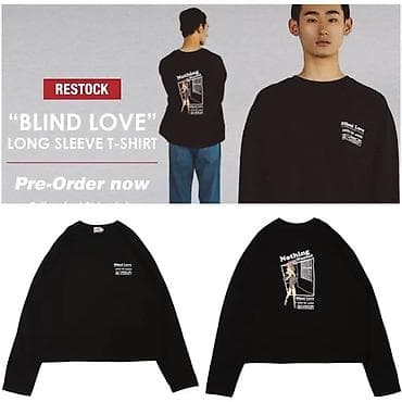 лонгсливы: Лонгслив “Blind Love” - Черный лонгслив с длинным рукавом и круглым — 1