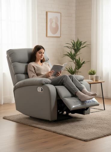 кресло с реклайнером: Реклайнер, Жаңы, түсү - Боз — 1