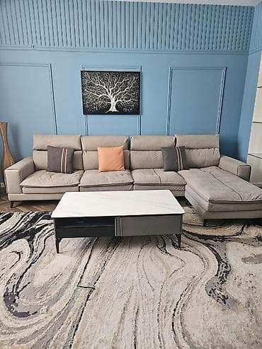 led par: Гарнитур для зала, Диван, Ткань, текстиль, цвет - Серый — 1