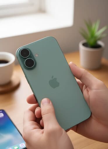 реплика айфон 14: IPhone 16, Б/у, 128 ГБ, Голубой, Зарядное устройство, Чехол, Кабель, 100 % — 1