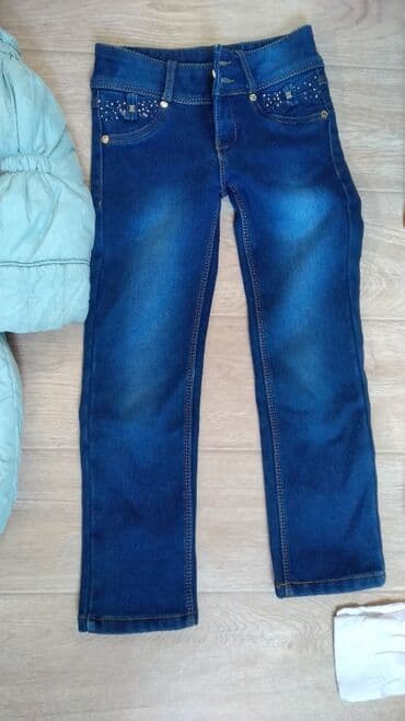 джинсы на 4 года: Жынсылар жана шымдар, түсү - Көк, Жаңы — 2