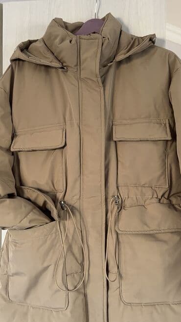 tech fleese: Куртка, цвет бежевый (песочный). - Длина: ниже колена (примерно миди) — 3