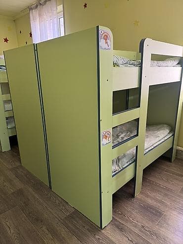 лаго: Двухъярусная детская кровать, ЛДСП, цвет - Зеленый — 5