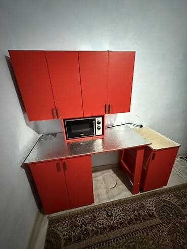 бу кухоный гарнитуры: Кухонный гарнитур, Б/у, цвет - Красный, Дерево — 8