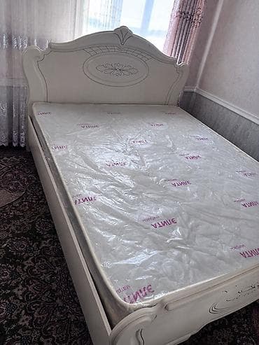письменные столы для двоих: Двуспальная кровать, С матрасом, длина - 200 см — 1