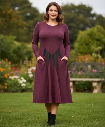 Повседневное платье, Осень-весна, Длинная модель, Трикотаж, L