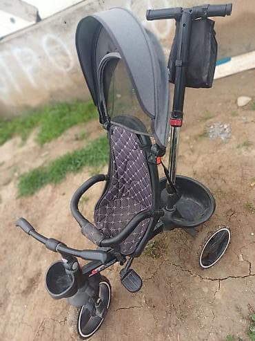 Трёхколёсный детский велосипед-коляска с ручкой для родителей -