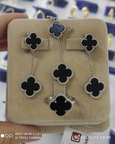 свадебное платье для высокой невесты: Ванклиф 🥰🥰🥰🥰 Очень красивый Набор Серебро 925 пробы Камни Перламутры — 1