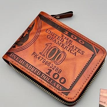 Кошельки: Кошелек с тематическим тиснением «100 долларов» - Материал — 1