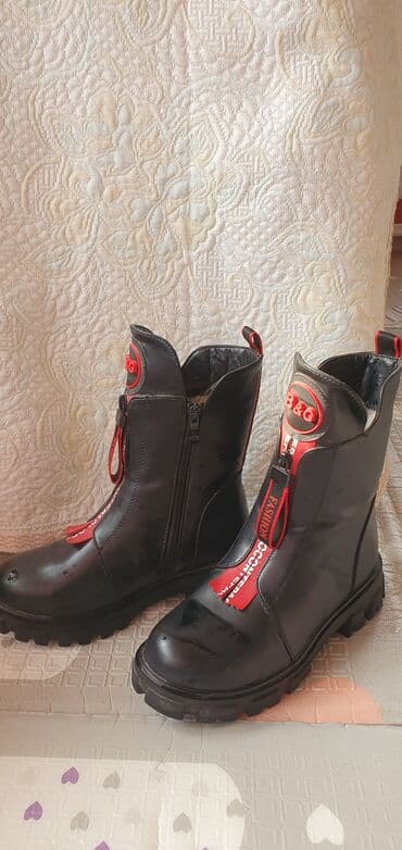 обувь женская туфли: Зимние ботинки B&G - Цвет: черный с красными акцентами (брендовый — 3