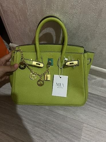 Женская сумка-тоут в стиле классической Birkin, яркий лаймово-зелёный