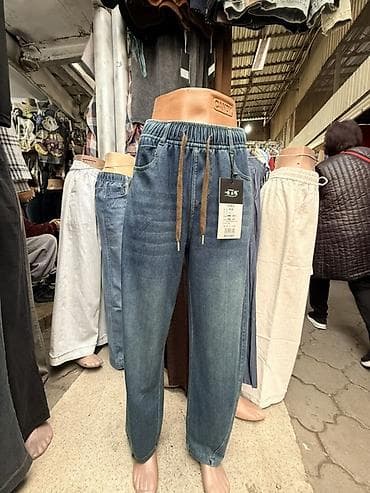 Жеке буюмдар: Женские свободные брюки на резинке с шнурком - Посадка: средняя — 1