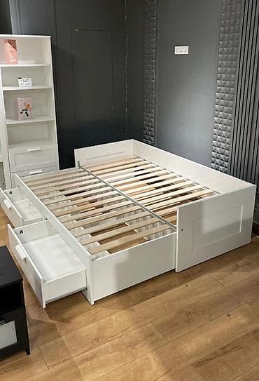 икея икеа ikea: Кровать IKEA с выдвижными ящиками для хранения - Размер под матрас — 3