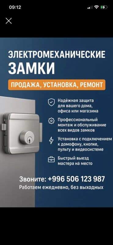 Уход и хранение одежды: Дверь, Замок: Установка, Ремонт, Замена, Платный выезд — 1