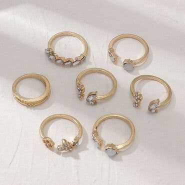 свадебные платья для покрытых: Набор колец, 7 шт, безразмерные, ретро с бабочкой — 2