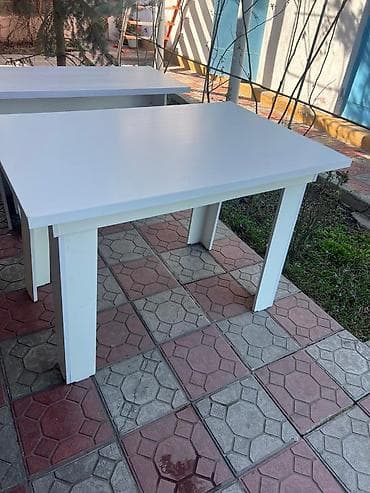 Кухонные столы: Белый прямоугольный обеденный/рабочий стол. размер 80 см ширина, 120 — 2