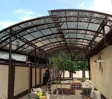 арка ферма: Навес, Арочный, Металл, Поликарбонат, Установка — 6