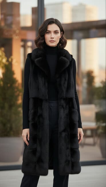 жилет норка: Другие жилеты S, M, цвет - Черный — 2