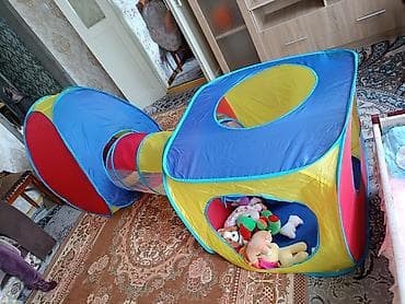 игрушки деревянные: Детский комплект: деревянная кроватка-люлька + игровой набор палаток с — 5