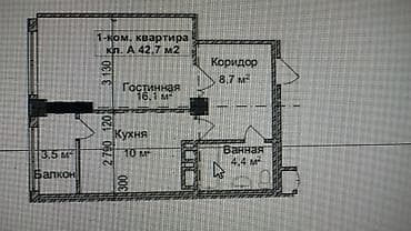 сдаю плмещение: 1 комната, 43 м², Элитка, 9 этаж, ПСО (под самоотделку) — 3