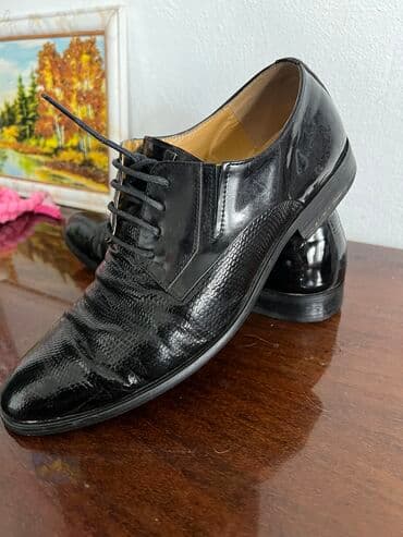 ecco 42: Мужские туфли, 42, Б/у, цвет - Черный, Самовывоз — 1