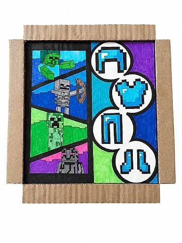 Декор жана интерьер: Постер-рисунок в стиле Minecraft - Авторская иллюстрация маркерами на — 1