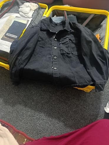 зипка dickies: Черная джинсовая рубашка/куртка-шакет - Материал: плотный деним — 1