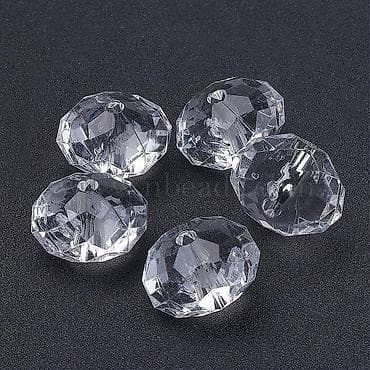 Прозрачные акриловые бусины граненые Rondelle, диаметром около 16