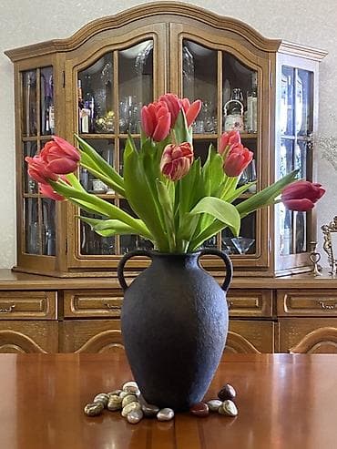 Вазалар: Напольная/настольная ваза с ручками в классическом стиле - Материал — 1