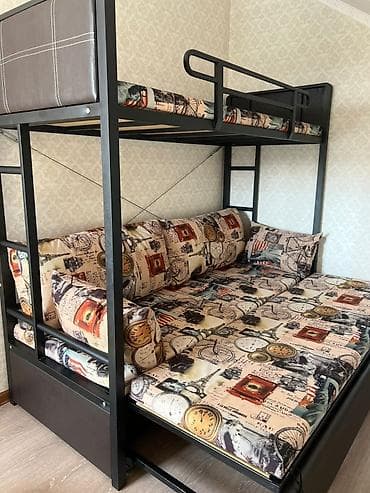 2 ярусный диван: Двухъярусная кровать, Б/у, Складная — 2