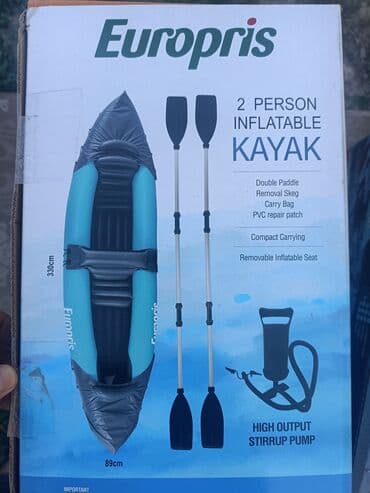 багажник гигант: Надувной каяк Europris, рассчитанный на двух человек. В комплекте идут — 2
